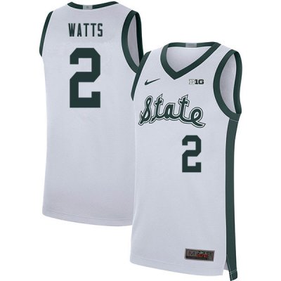 Men Michigan State Spartans NCAA #2 Rocket Watts White Authentic Nike Retro Stitched College Basketball Jersey UQ32W87KJ